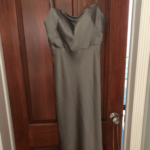 JENNY YOO Claudia Moss Green Satin Midi Dress - Picture 3 of 5